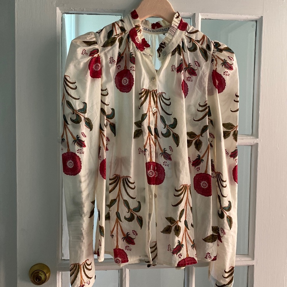 Alix of Bohemia fall ‘22 XS cotton hand block printed blouse.